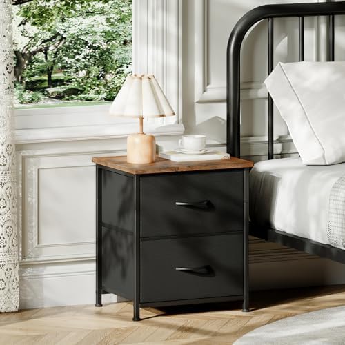 Somdot Night Stand with 2 Drawer, Small Nightstand End Table, Bedside Table