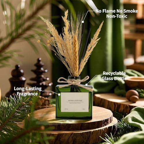 Reed Diffuser, 6.09 oz Citrus Grove Scent Diffuser with Sticks & Dried Flowers, 120 Days Long Lasting Diffusers for Home, Elegant Fragrance for Bathroom Bedroom Office Decor Air Fresh