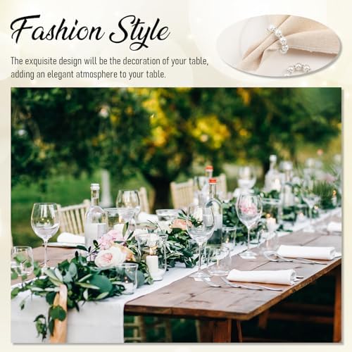 12 PCS Pearl Napkin Rings, White Napkin Rings Buckles for Table, Beaded Pearl Napkins Ring Holders for Wedding Table Decor, Formal Dinner