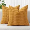 MIULEE Corduroy Decorative Throw Pillow Covers 18x18 Gold Yellow Pack of 2