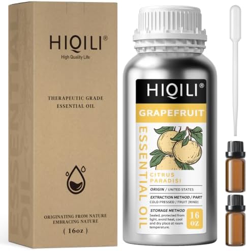 HIQILI Grapefruit Essential Oil for Skin Care, Diffuser & DIY
