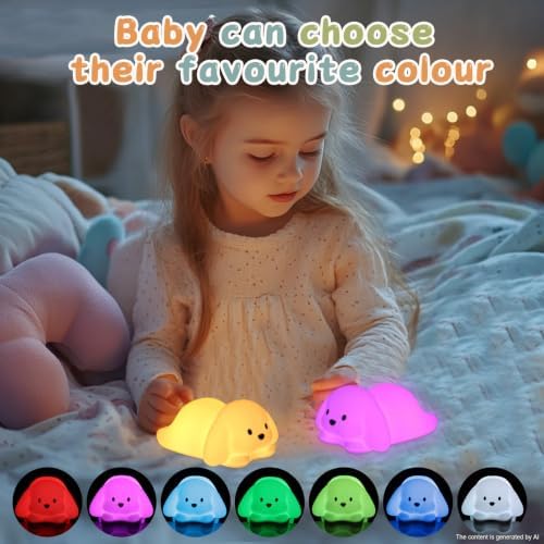 LOVERUIS Night Lights Squishy Light Dogs Colorful Night Light for Kids 1/3 Hours Timer Dimmable Puppy Gift Kid Dog Cute Decor