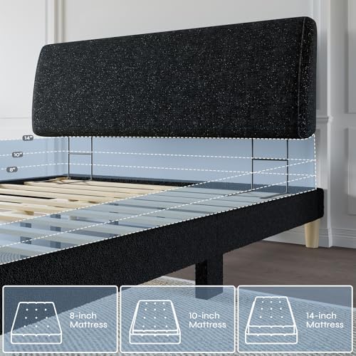 Pinmoco 4.7" Upholstered Headboard for Queen Size Bed, Height Adjustable and Ergonomic Headboard, Easy Assemble, Sturdy and Durable, Starry Night Black