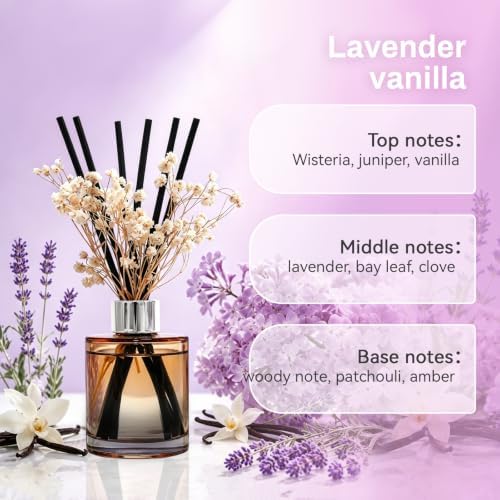 Brakula Reed Diffuser Set, Lavender Vanilla Scent, 4.06 fl oz Essential Oil