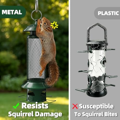 Squirrel Proof Bird Feeders for Outdoors Hanging, Chew Proof Bird feeders