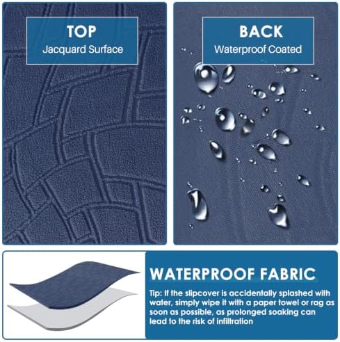 MAXIJIN Waterproof Loveseat Cover Couch Covers (55"-69"), Stretch Love Seat Sofa Slipcovers with Non Slip Elastic Bottom, Dog Pet Friendly Furniture Protector Washable (Medium, Navy Blue)