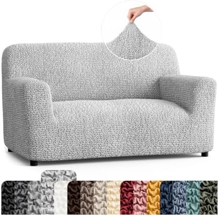PAULATO Premium Stretch Couch Covers for Sofa - Sofa Chair Cover Washable, Dogs & Pets Friendly - Elastic Polyester Loveseat Slipcovers - Non-Slip Love Seat Couch Covers - Light Grey (40"-63" Wide)