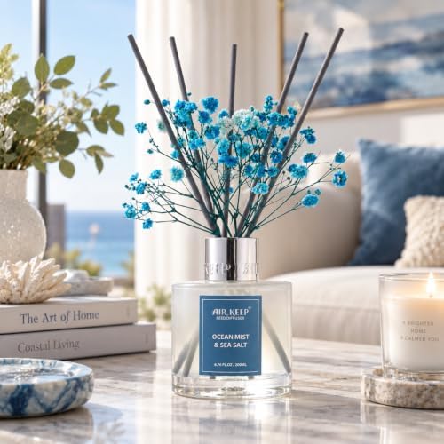 Airkeep Reed Diffuser Set/Ocean Mist&Sea Salt/6.76 fl oz(200ml)/1 Pack/Home & Office Decor Aromatherapy Diffuser Oil Gift Set