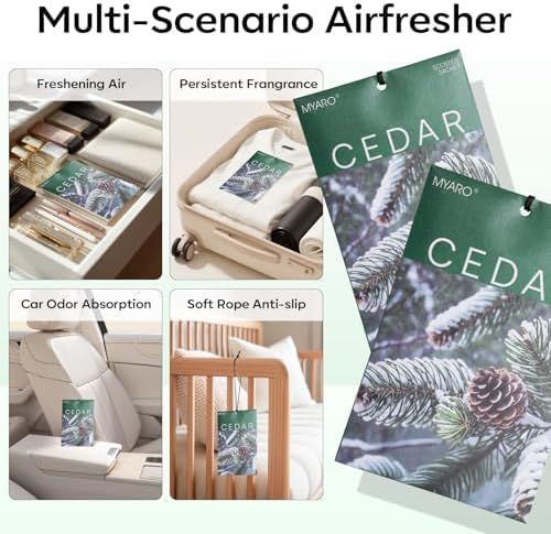 MYARO 20Pcs Cedar Scented Sachets, Closet Deodorizer Car Air Freshener