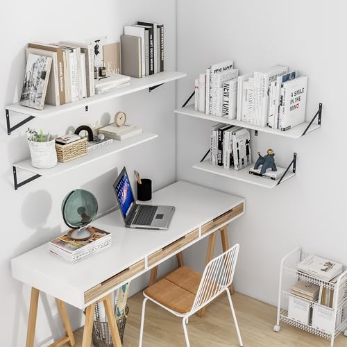 Heimlove 48W x 12D Deep Floating Shelves Set of 2 White