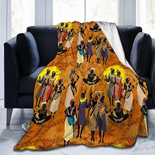 Black Women Fleece Throw Blanket Ultra Soft Cozy Ethnic African American Decorative Flannel Blanket for Home Bed Couch Chair Travel 80x60in