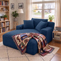66" Chaise Lounge Chair Indoor, Corduroy Upholstered Reading Chair Oversized Boneless Chair with Deep Seat, Cloud Lounge Chair with 3 Pillows for Living Room, Bedroom, No Assembly Required