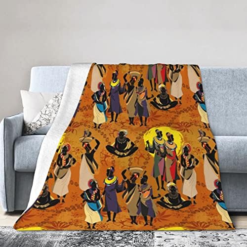 Black Women Fleece Throw Blanket Ultra Soft Cozy Ethnic African American Decorative Flannel Blanket for Home Bed Couch Chair Travel 80x60in