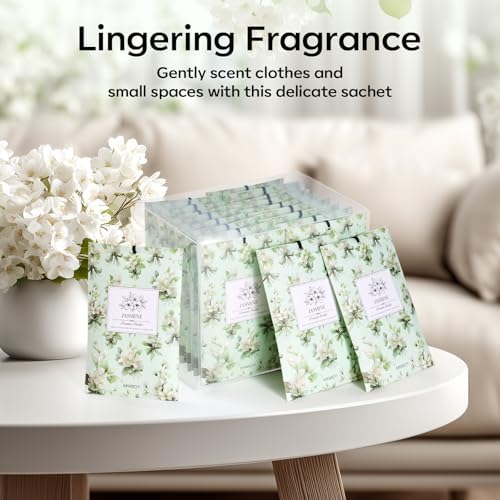 MYARO 20Pcs Jasmine Scented Sachets, Closet Deodorizer Car Air Freshener