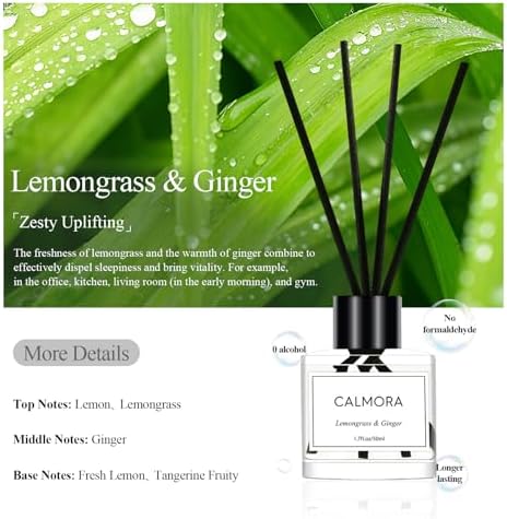 CALMORA Flameless Diffuser for Home, 3-Pack 50ml (1.7fl Oz) Essential Oil Reed Diffuser Set with 15 Sticks | Room Air Freshener for Bedroom, Bathroom for Women Men