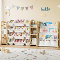 Toy Storage Organizer 12 Bins, 6 Shelves and Bookshelf for Kids, 4-in-1 Toy Organizers and Storage, Toy Book Storage for Kids, Kids Storage Organizer for Playroom, Bedroom, Nursery (Wood-Bookshelf)