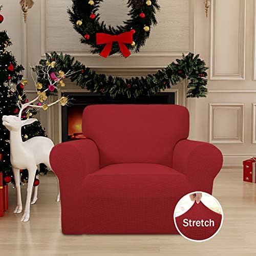 Easy-Going Stretch Chair Slipcover with Arm Washable Christmas Red