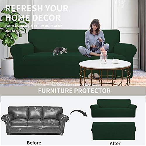 Easy-Going Stretch Oversized Chair Slipcover with Arm Washable Dark Green