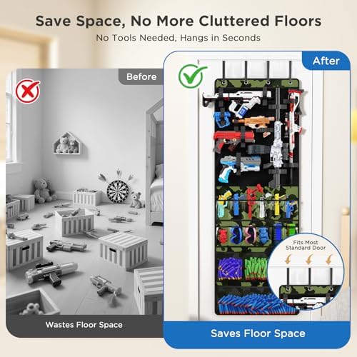Mefirt Over Door Organizer for Nerf Guns, Toy Blasters Organizer Storage