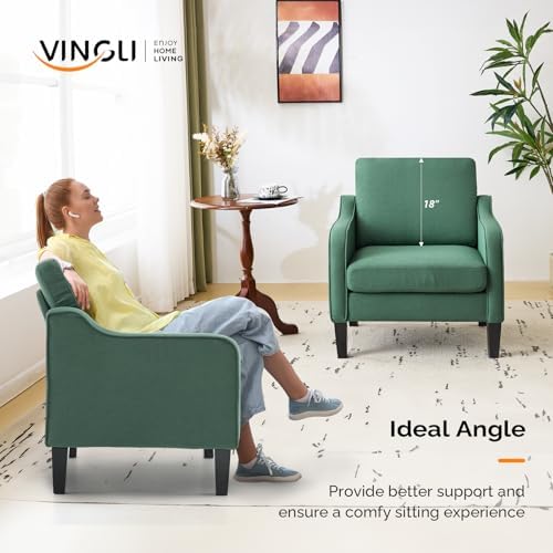 VINGLI Accent Chair, Linen Upholstered Armchair, 380 LBS, Living Room