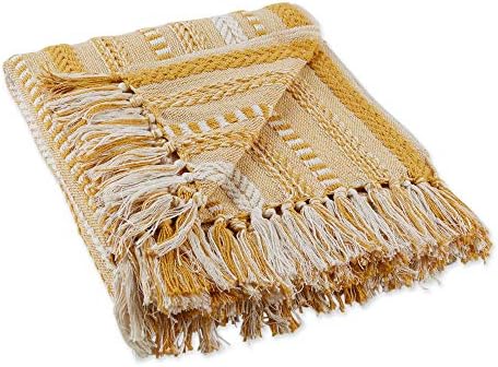 DII Braided Striped Throw Blanket, Honey Gold on Cream, 50x60 (Pack of 12)