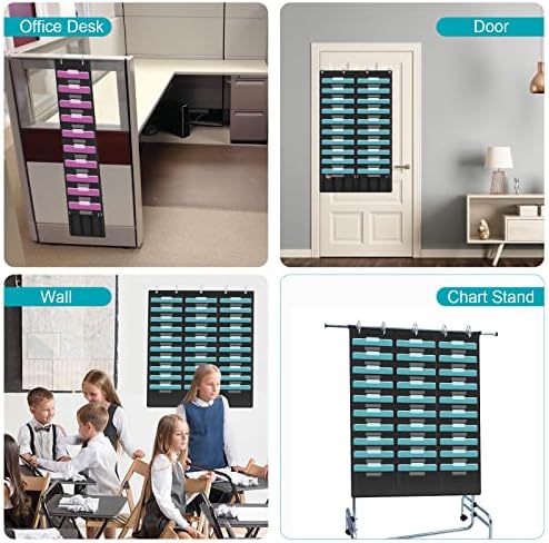 KIKIGOAL 10 Pockets Hanging Wall File Organizer, Heavy Duty Storage Pocket Chart With 10 Name Tag Pockets for File Folder and Paper, Space Saver for Office and Classroom