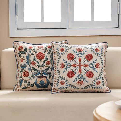 patdrea Designer French Vintage Throw Pillow Cover,18"x18",Set of 2