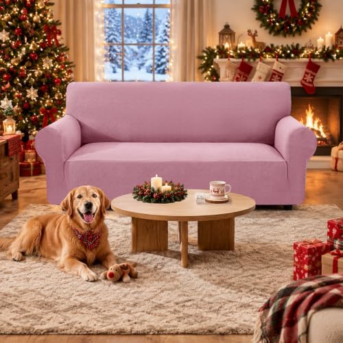 XINEAGE Stretch 3 Seater Slipcover, Non-Slip Pet Couch Cover,Pink