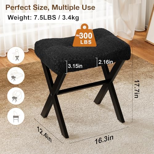 Memobarco 18-Inch Vanity Stool Chair, Black Makeup Stool