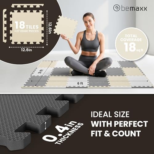 bemaxx Gym Mats Set - EVA Interlocking Foam Floor Tiles Workout Mat Puzzle