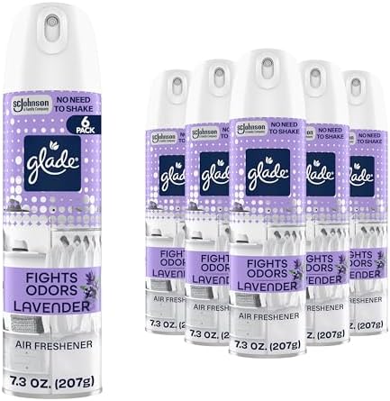 Glade Air Freshener Room Spray, Lavender Scent, Odor Fighting to Deliver Long Lasting Freshness, 7.3 Oz, 6 Count