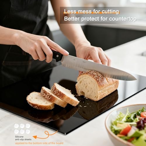 Black Cutting Boards for Kitchen, Acrylic Cutting Board with Counter Lip Countertop Protector, Non-Slip Tablas Para Picar Cocina, Kitchen Decor Apartment Essentials House Warming Gifts(16.1"x12.5")