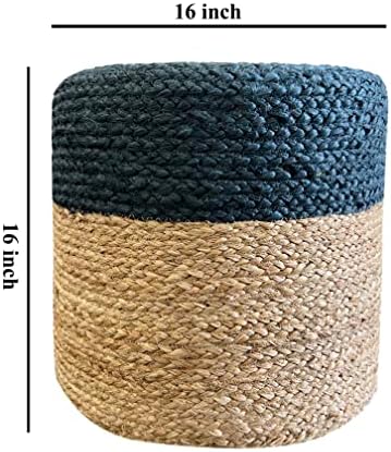 Pouf Ottoman 100% Jute Braided Pouffe (16"x16"x16")