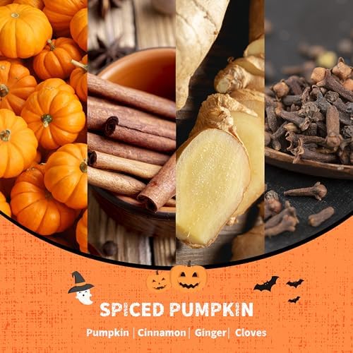 Airkeep Halloween Reed Diffuser Set,3.38 fl oz (100 ml) - Spiced Pumpkin Oil Diffusers with 8 Reed Sticks, Home Fragrance Reed Diffuser for Bathroom Shelf Decor