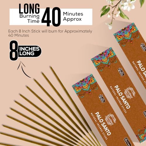 Raajsee Palo Santo Incense Sticks (180 GMS), 100% Pure Organic Natural Hand Rolled Free from Chemicals- Perfect for Aromatherapy, Cleansing, Meditation, and Church (Pack of 12)