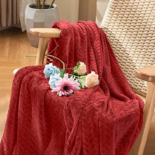 inhand Ruby Red Fleece Throw Blanket for Couch, Super Soft Flannel Blanket, Lightweight Fuzzy Blankets Sofa Bed Office, Washable Cozy Plush Fleece Blankets&Throw for All Season(50x60 Inches)