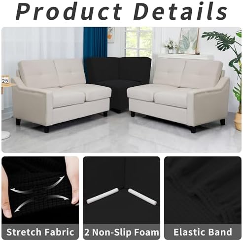 Easy-Going Stretch Soft Sectional Corner Sofa Couch Slipcover Black
