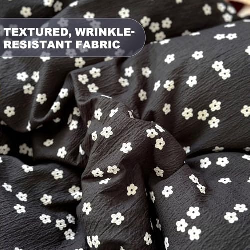 Twin Size Duvet Cover Set 3 Pcs,Vintage Navy Ruffled Bedding 68"×86"