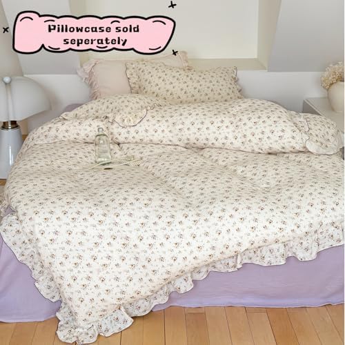 Vintage Floral Muslin Duvet Cover Full, Crapemyrtle, No Pillowcase