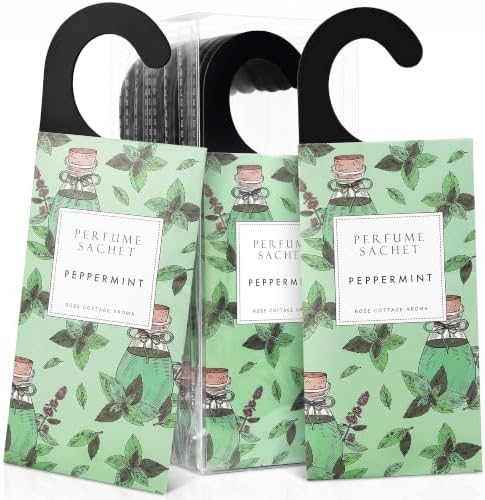 Large 12 Packs Peppermint Hanging Scented Sachets Long-Lasting Closet Deodorizer Air Freshener Fabric Refresher Odor Eliminator for Drawer Home Fragrance Gift Set