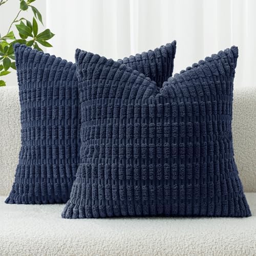 MIULEE Euro Sham Decorative Throw Pillow Covers 26x26 Navy Blue Pack of 2