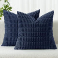 MIULEE Corduroy Decorative Throw Pillow Covers 16x16 Navy Blue Pack of 2