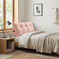 Headboard Pillow Twin Size, Reading Pillow for Bed, Wave Pattern Wedge Pillow, Tufted Backrest Support, Headboard Substitute, Pink