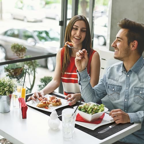 Faux Leather Placemats Set of 8, Wipeable Table Mats, Dark Grey