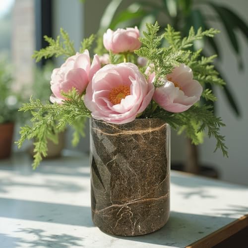 Handmade Marble Utensils Holder for Kitchen Utensil Storage and Tabletop - Organizer for Countertops, Pantry, Bathroom, Flower vase, Office & Center Table (Coffee Brown)