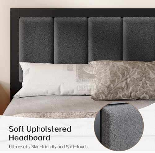 OLEVS Twin Bed Frame with Headboard, Smart LED & Charging Station