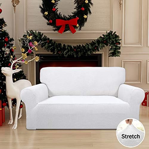 Easy-Going Stretch Loveseat Couch Covers Washable Snow White