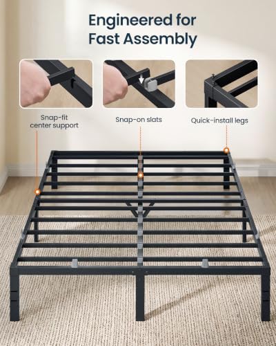 SONGMICS HOME King Metal Bed Frame, Under-Bed Storage, Load 1100 lb