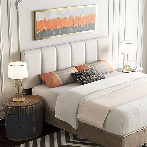 HAOBO Home Upholstered King Headboard Only,Modern Linen Panel Grayish White