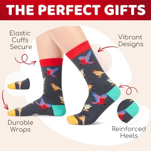 Funny Socks for Women Men - Novelty Crazy Socks Bird Butterfly Gifts, Bird Stocking